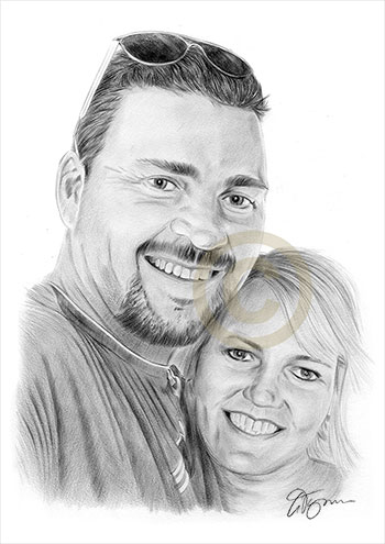 Pencil drawing commission of a couple