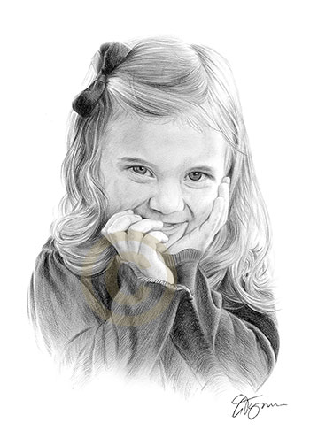 Pencil drawing commission of a young girl